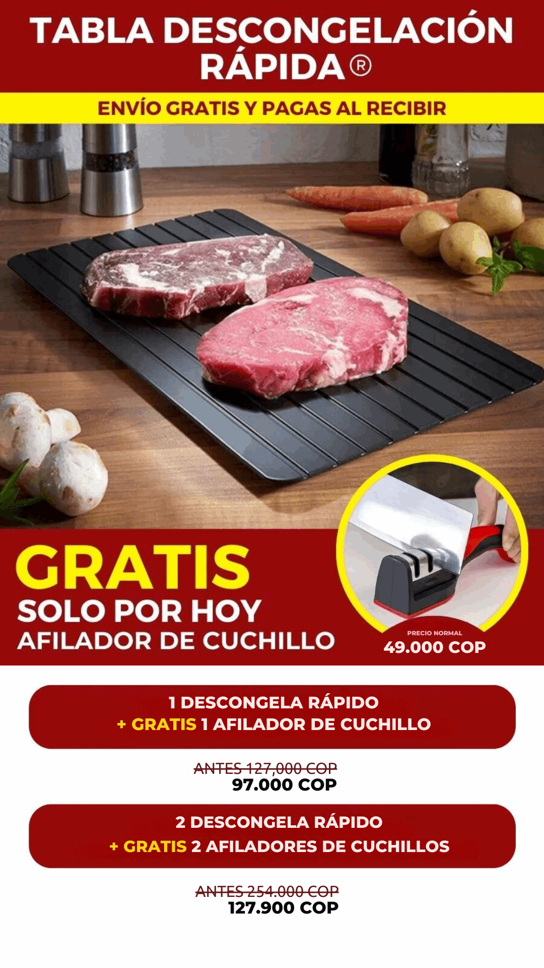 Tabla Descongelacíon Rápida + Afilador de Cuchillo GRATIS! 🎁 MercadoWeb