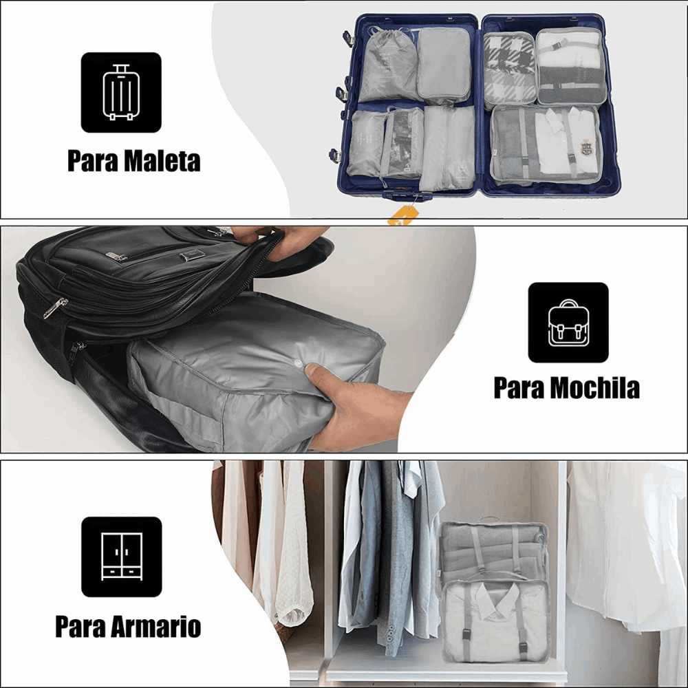 🧳🛫ENVÍO GRATIS Kit de 10 Organizadores para Ropa y Maleta MercadoWeb
