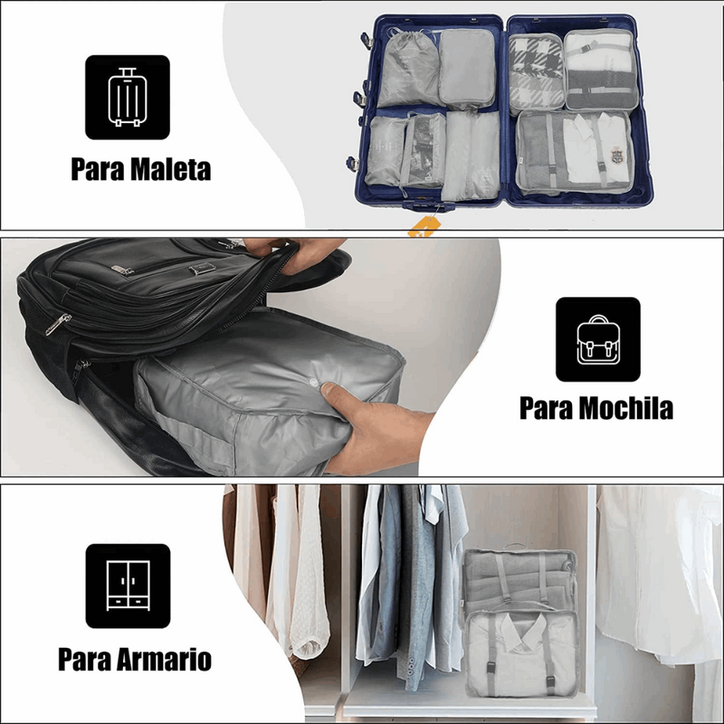 🧳🛫ENVÍO GRATIS Kit de 10 Organizadores para Ropa y Maleta MercadoWeb