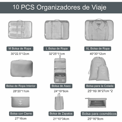 🧳🛫ENVÍO GRATIS Kit de 10 Organizadores para Ropa y Maleta MercadoWeb
