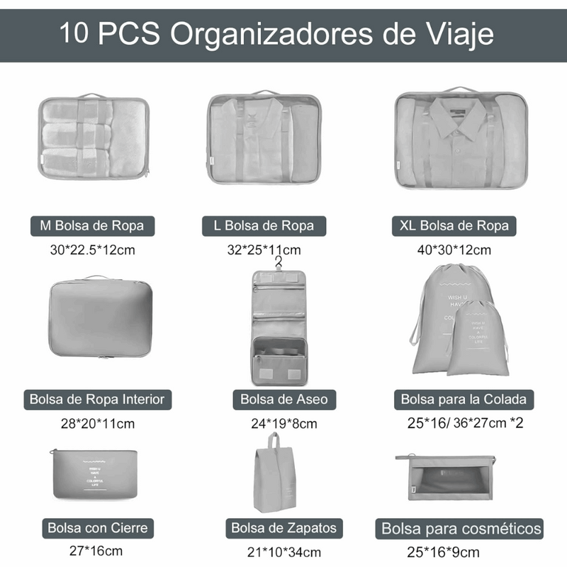 🧳🛫ENVÍO GRATIS Kit de 10 Organizadores para Ropa y Maleta MercadoWeb